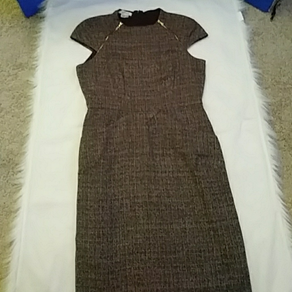 Kay Unger Brown tweed dress